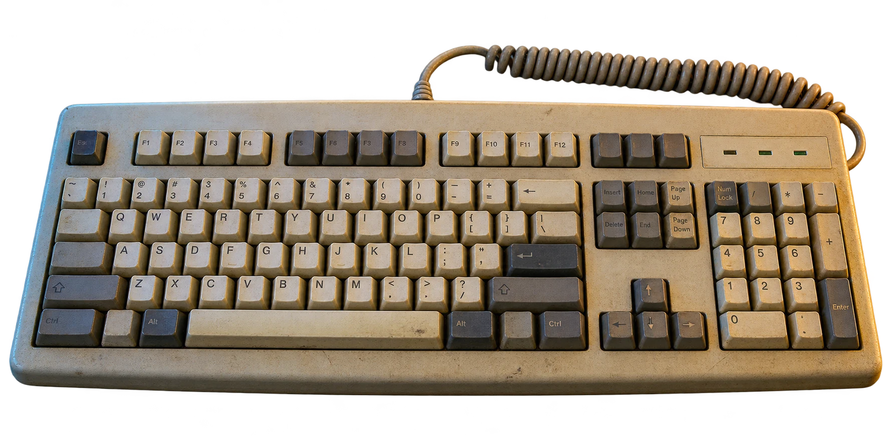 A yellowed late-1990s computer keyboard